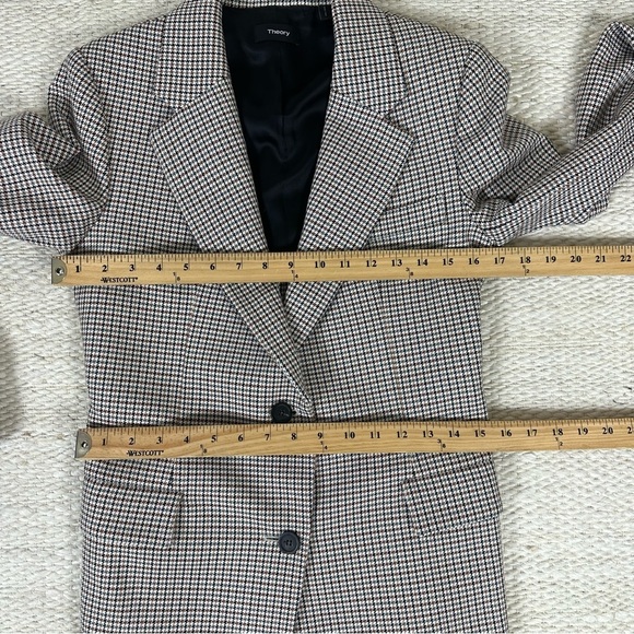 Theory Super Cinch Houndstooth Wool Blend Blazer Jacket Size 4 - Picture 8 of 16